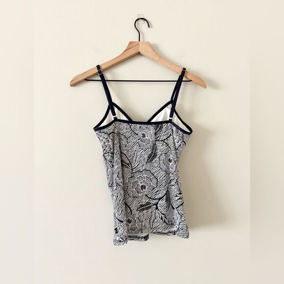 Nautica Tankini Set with Keyhole Navy Floral Top and Solid Navy Bottoms - Size10 - Picture 5 of 8